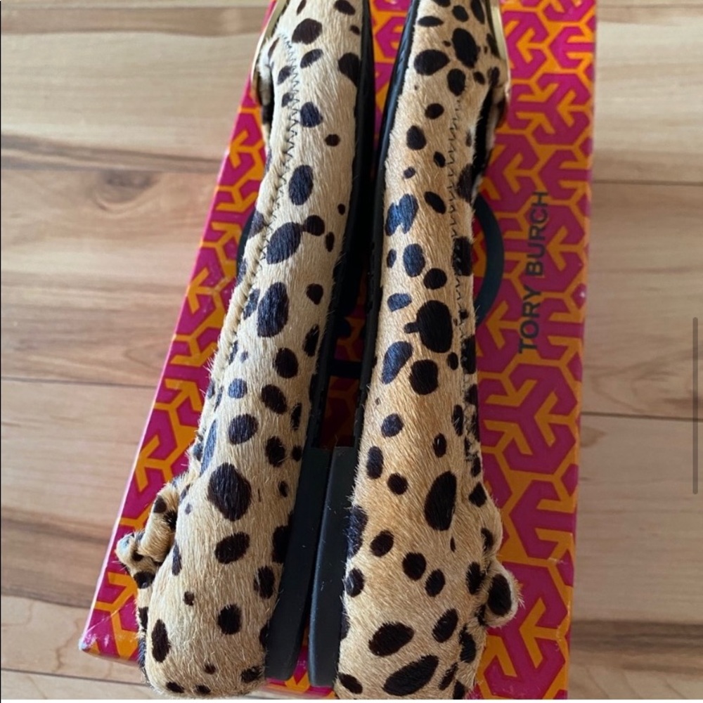🚫SOLD🚫🌈🏵Tory Burch🏵flats shoes/cheetah coconut gold/reva hair calf leather - Picture 4 of 6